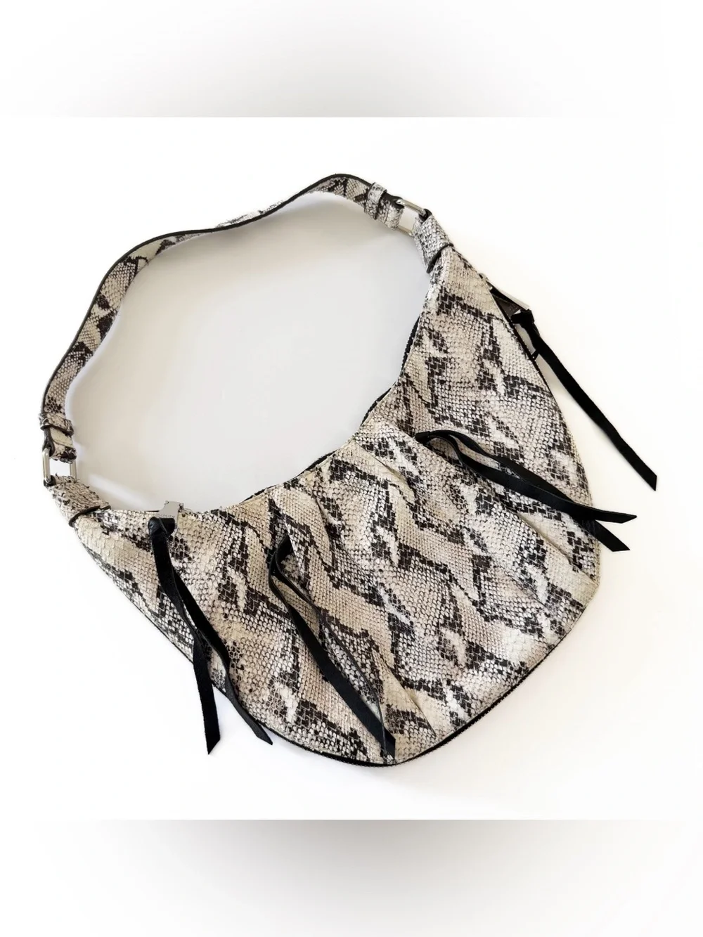 Aimee Kestenberg Snake Print Leather Hobo Shoulder Bag